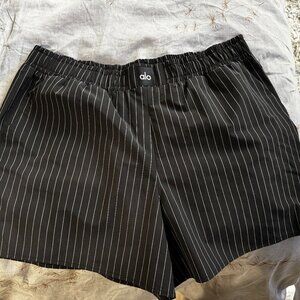 Alo pin-striped black shorts